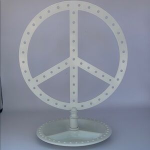 Pottery barn White Peace Sign Jewelry Holder trinket dish